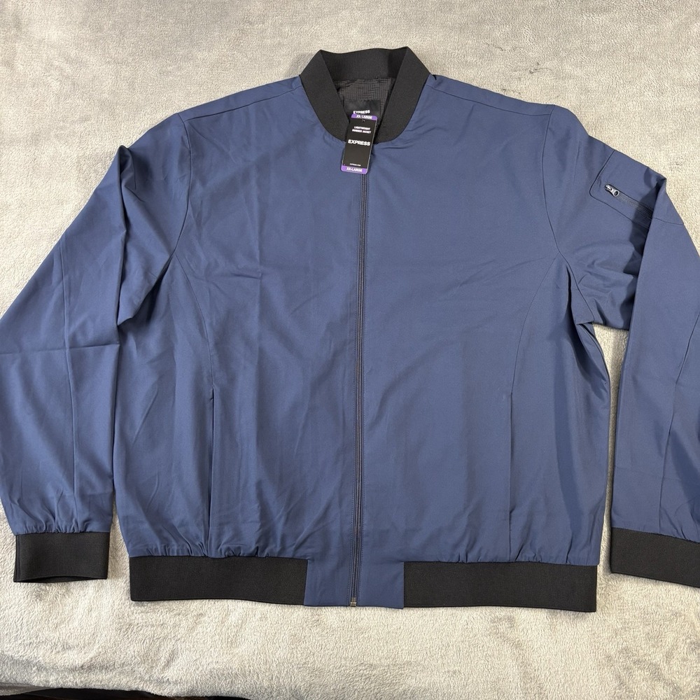 Express‎ Lightweight Bomber Jacket Mens 2XL Black Iris Full Zip Outdoor NWT$148